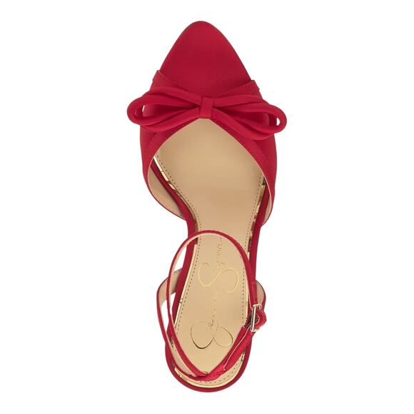 Jessica Simpson Women's Nolira Two Piece Bow Stiletto Heel Sandals Red Size 10 - Picture 3 of 4